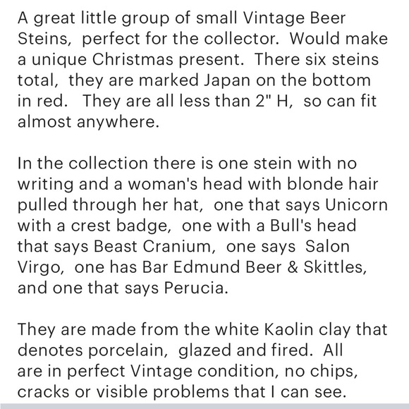 Six Mini Beer Steins Instant Collection - Picture 6 of 6